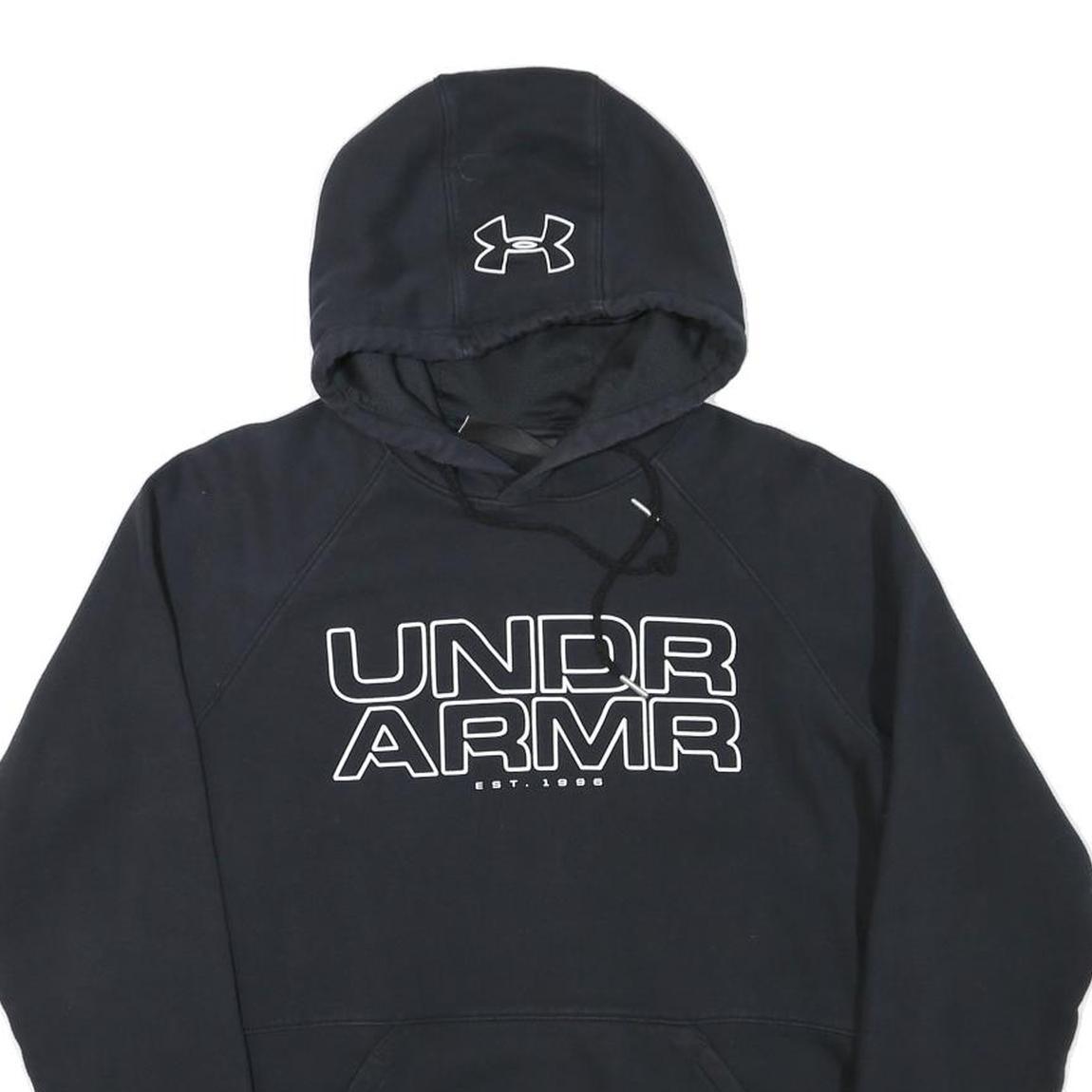 UNDER ARMOUR Mens Black Hoodie M Cotton Blend Pullover Lightweight Casual