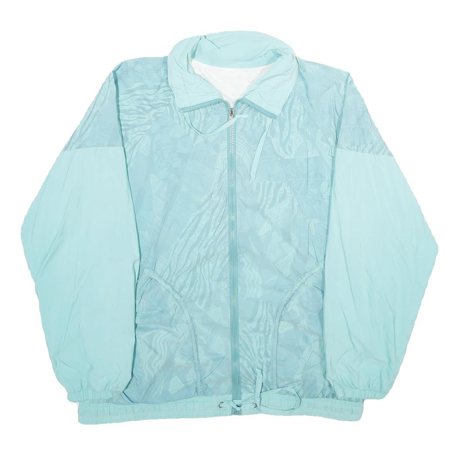 HIBERNIA Womens Light Blue Zip Jacket XL Woven Geometric Pattern Lightweight