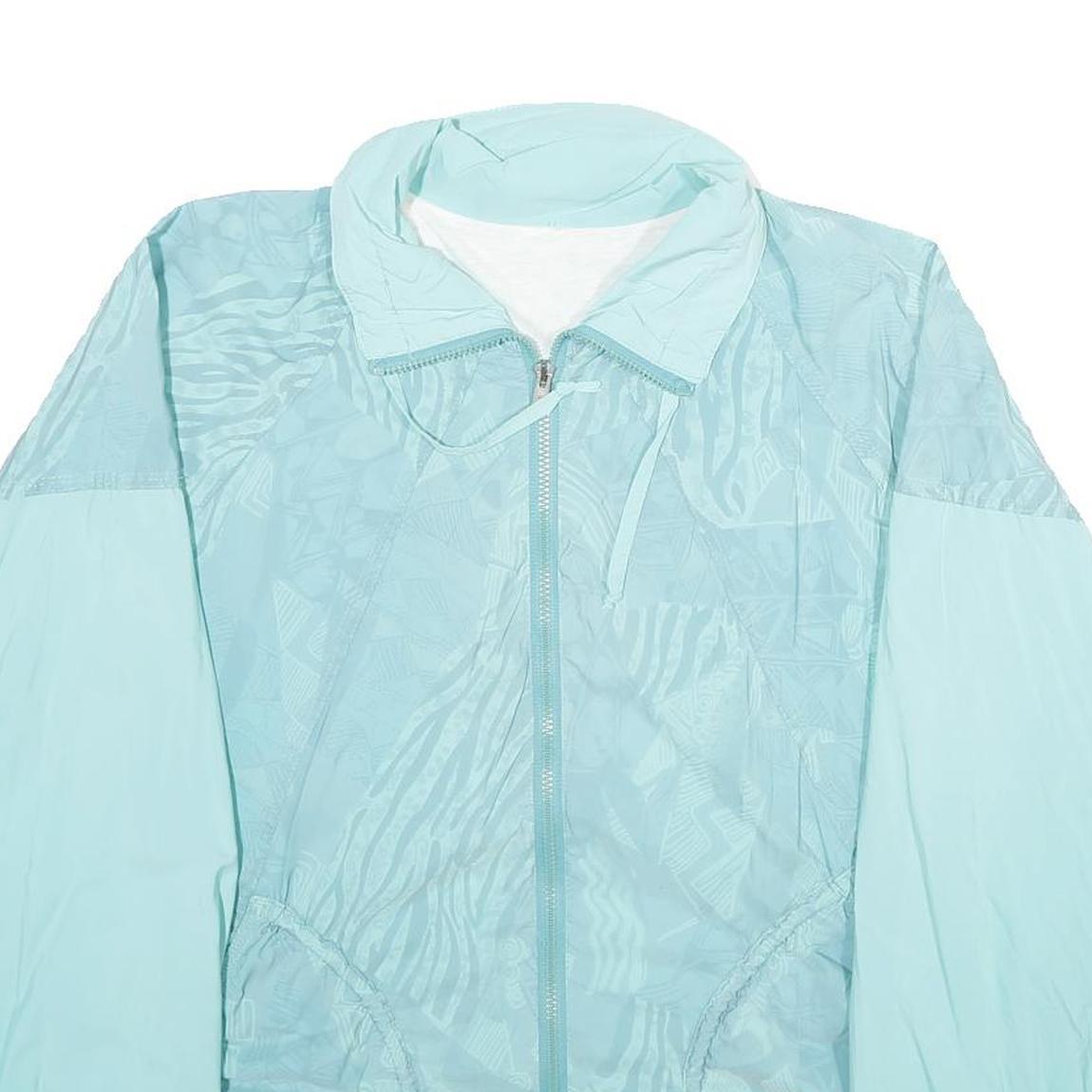 HIBERNIA Womens Light Blue Zip Jacket XL Woven Geometric Pattern Lightweight