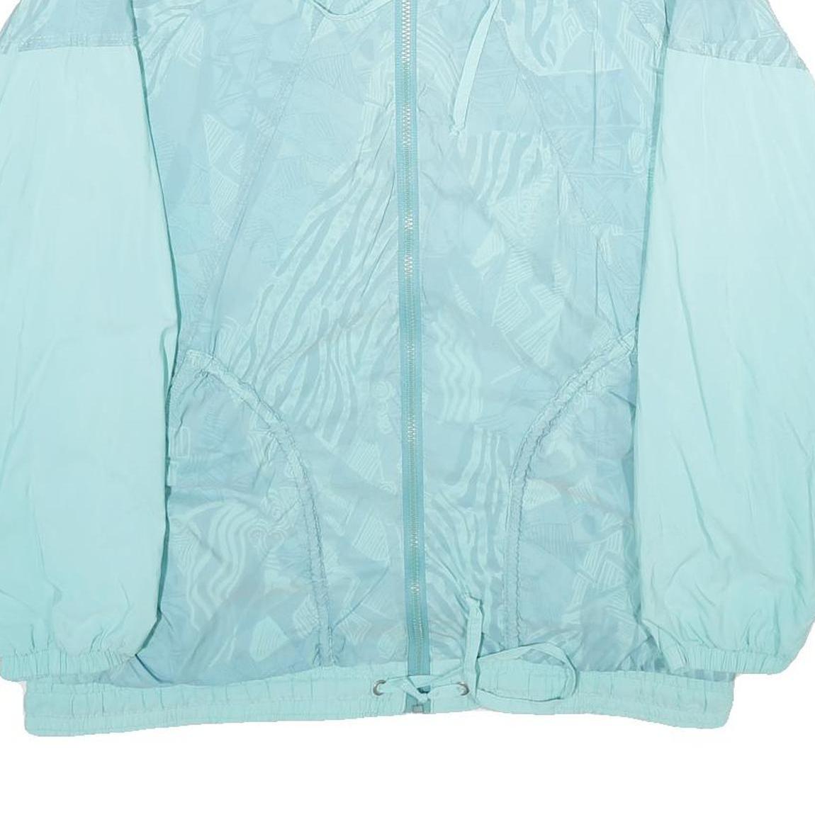 HIBERNIA Womens Light Blue Zip Jacket XL Woven Geometric Pattern Lightweight