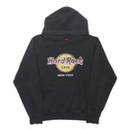 HARD ROCK CAFE Mens Black Pullover Hoodie M New York Logo Cotton Blend Casual