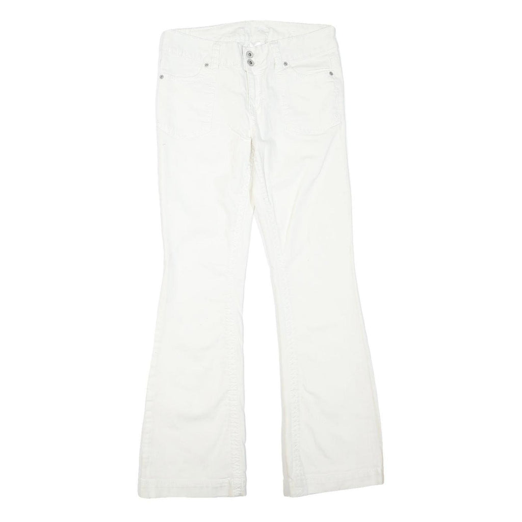 MAURICES Womens Cotton Blend White Regular Flared Trousers W32 L32 Classic Zip