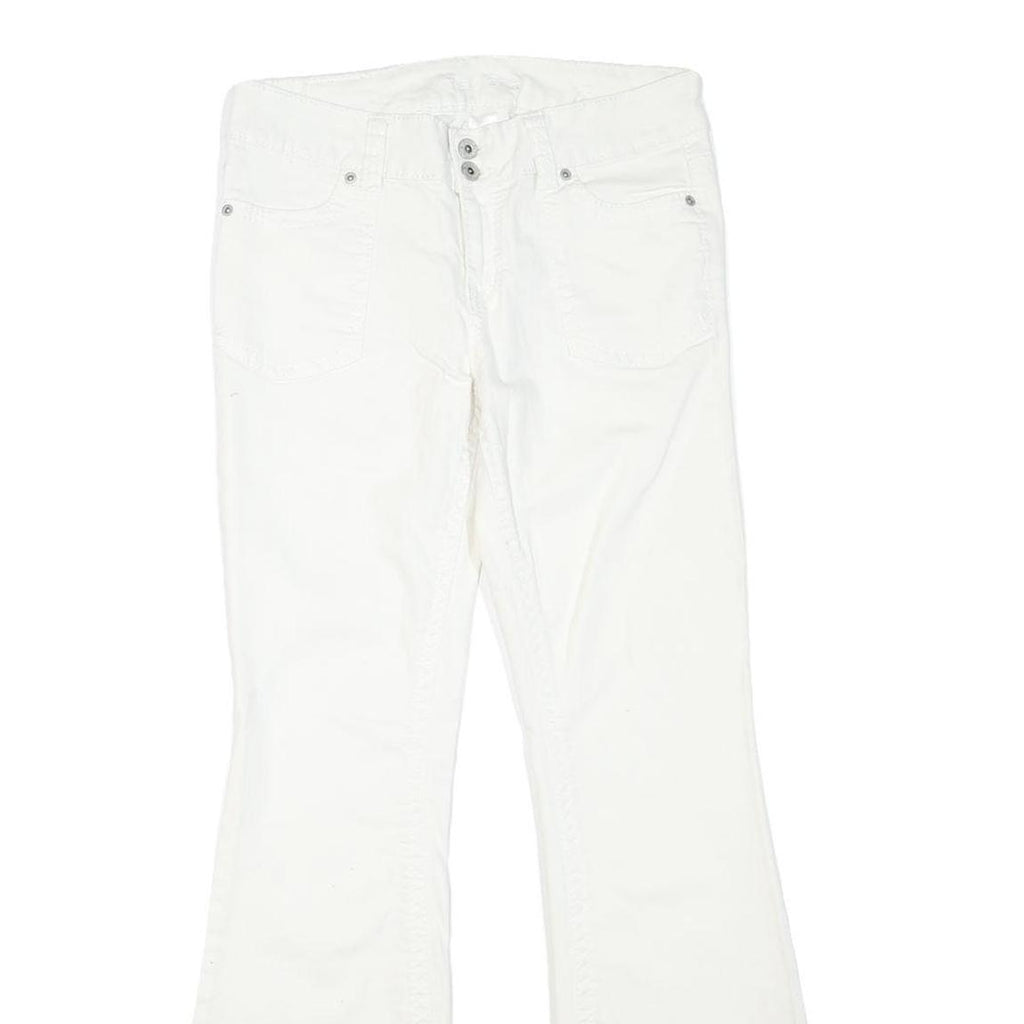 MAURICES Womens Cotton Blend White Regular Flared Trousers W32 L32 Classic Zip