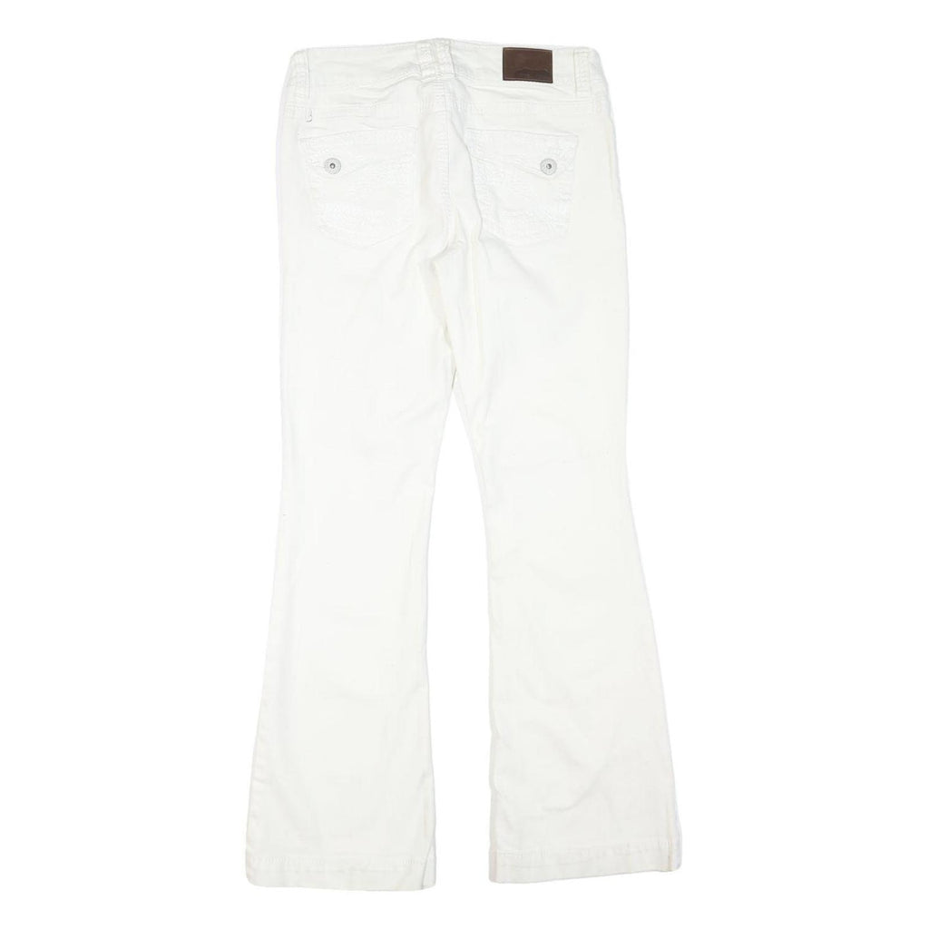 MAURICES Womens Cotton Blend White Regular Flared Trousers W32 L32 Classic Zip