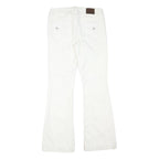 MAURICES Womens Cotton Blend White Regular Flared Trousers W32 L32 Classic Zip