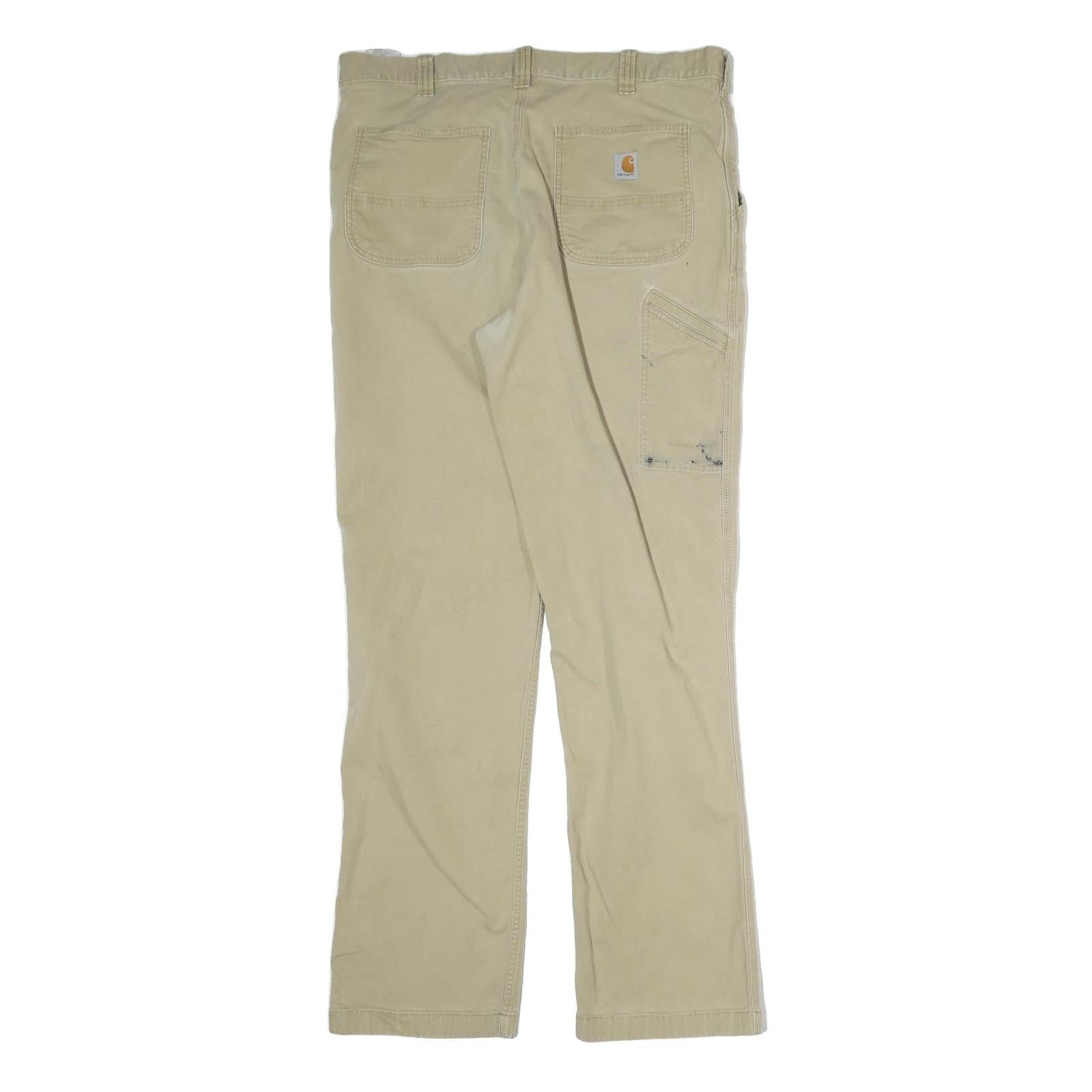 CARHARTT Mens Cotton Beige Relaxed Straight Trousers W38 L36 Workwear Casual