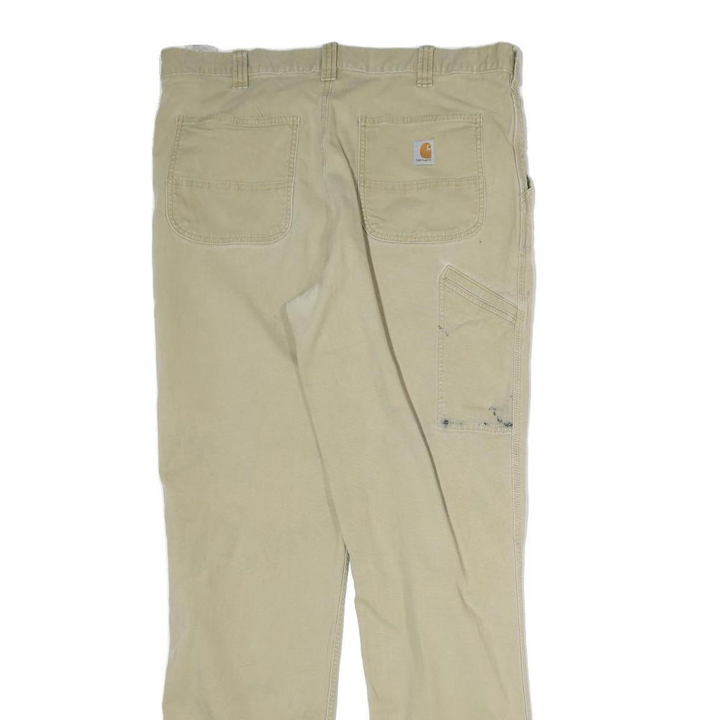 CARHARTT Mens Cotton Beige Relaxed Straight Trousers W38 L36 Workwear Casual