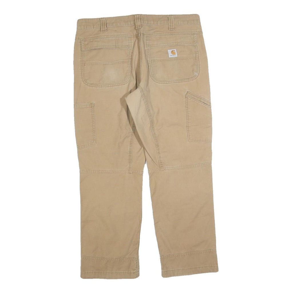 CARHARTT Mens Relaxed Fit Beige Cotton Blend Workwear Trousers W36 L30 Durable