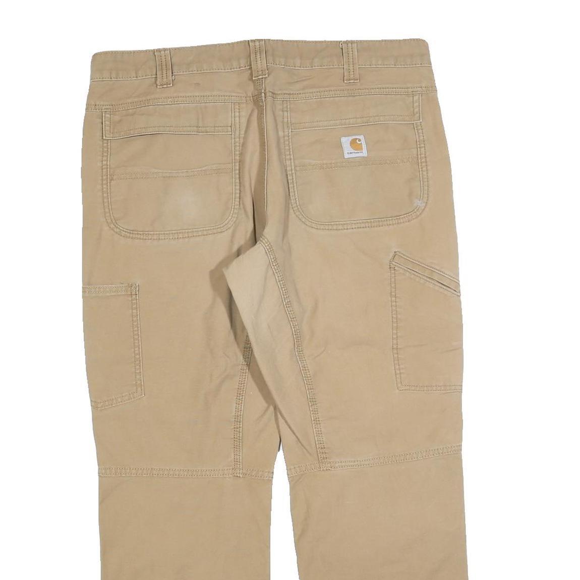 CARHARTT Mens Relaxed Fit Beige Cotton Blend Workwear Trousers W36 L30 Durable