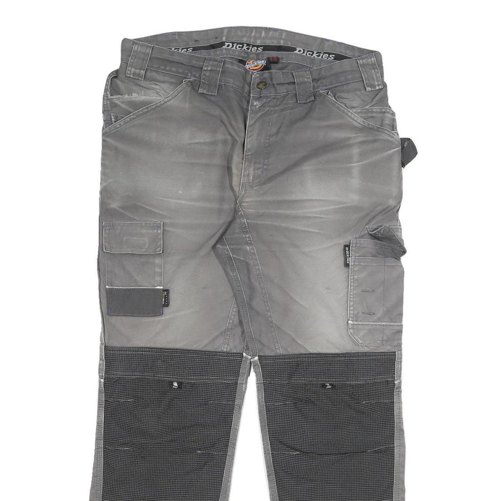 DICKIES Mens Cotton Blend Grey Work Trousers Regular Straight W34 L31 Utility