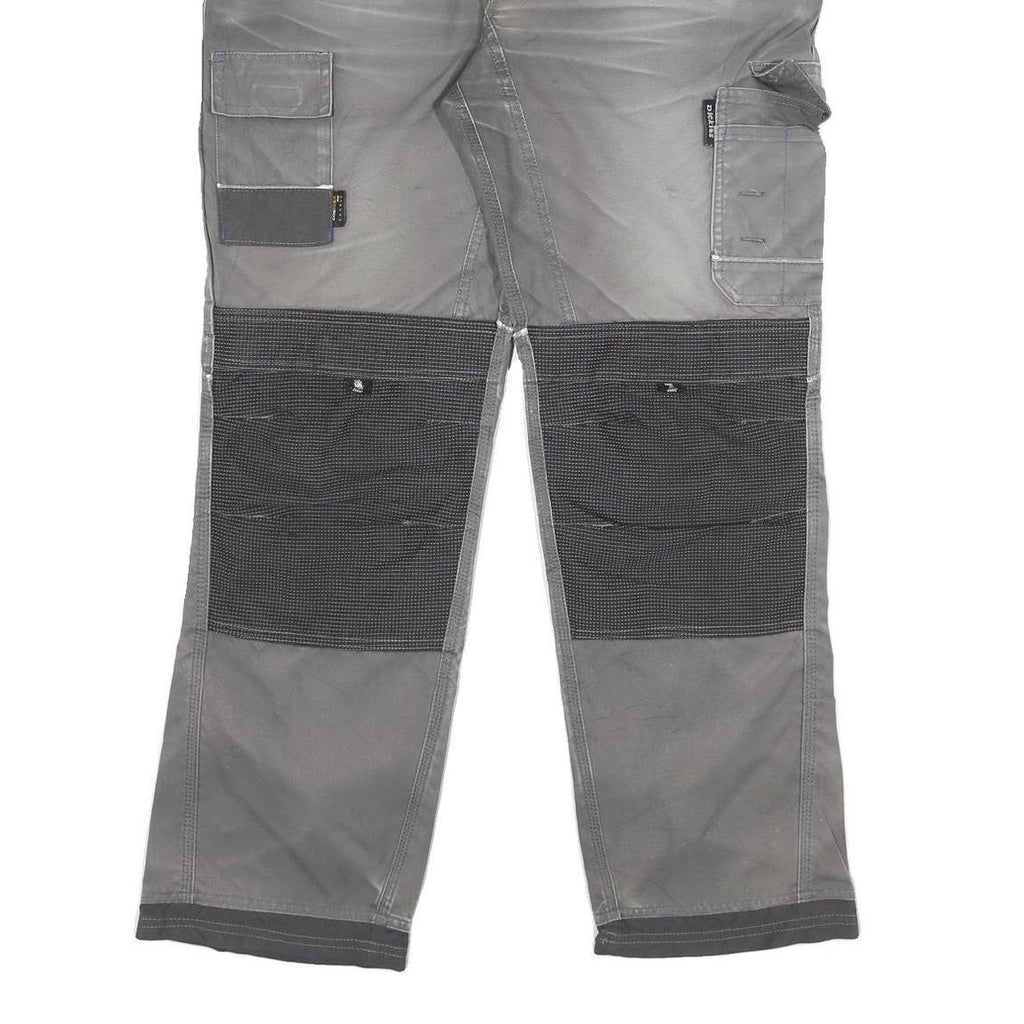 DICKIES Mens Cotton Blend Grey Work Trousers Regular Straight W34 L31 Utility