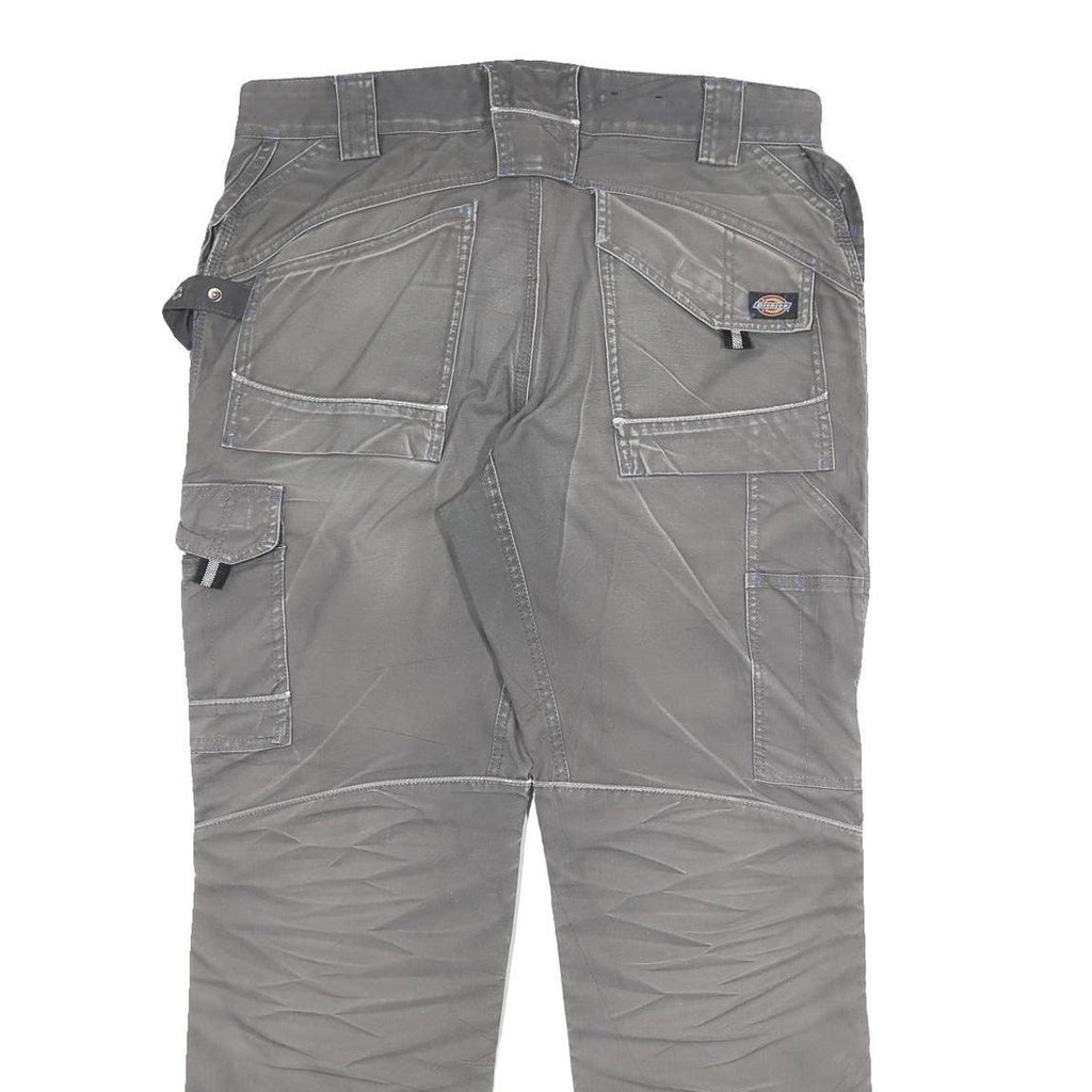DICKIES Mens Cotton Blend Grey Work Trousers Regular Straight W34 L31 Utility
