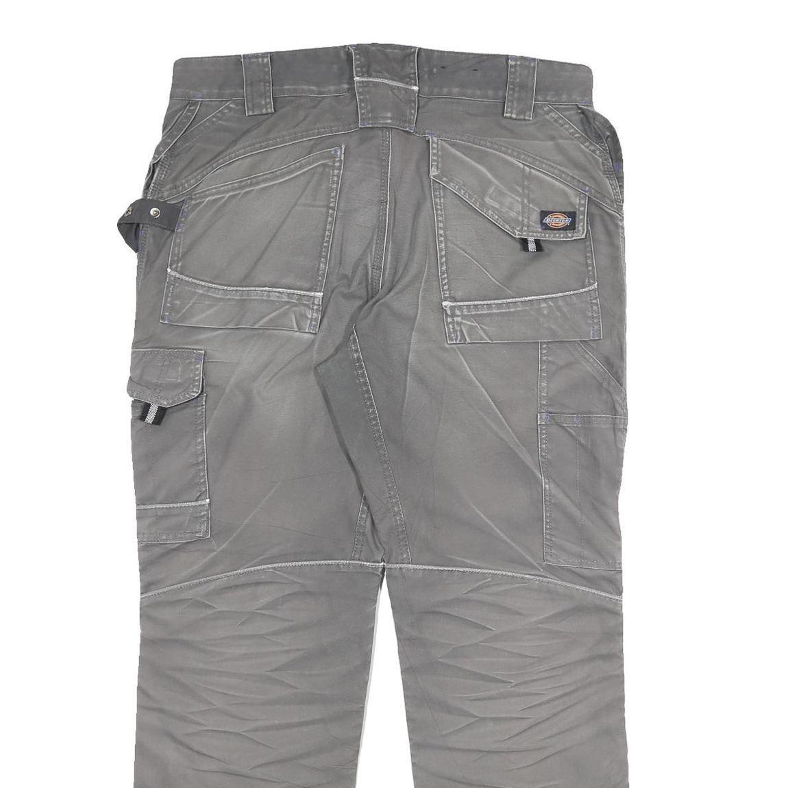 DICKIES Mens Cotton Blend Grey Work Trousers Regular Straight W34 L31 Utility