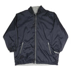 Mens Navy Blue Reversible Polyester Blend Zip Jacket XL Plain Outdoor Casual