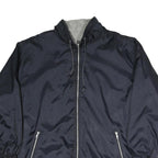 Mens Navy Blue Reversible Polyester Blend Zip Jacket XL Plain Outdoor Casual