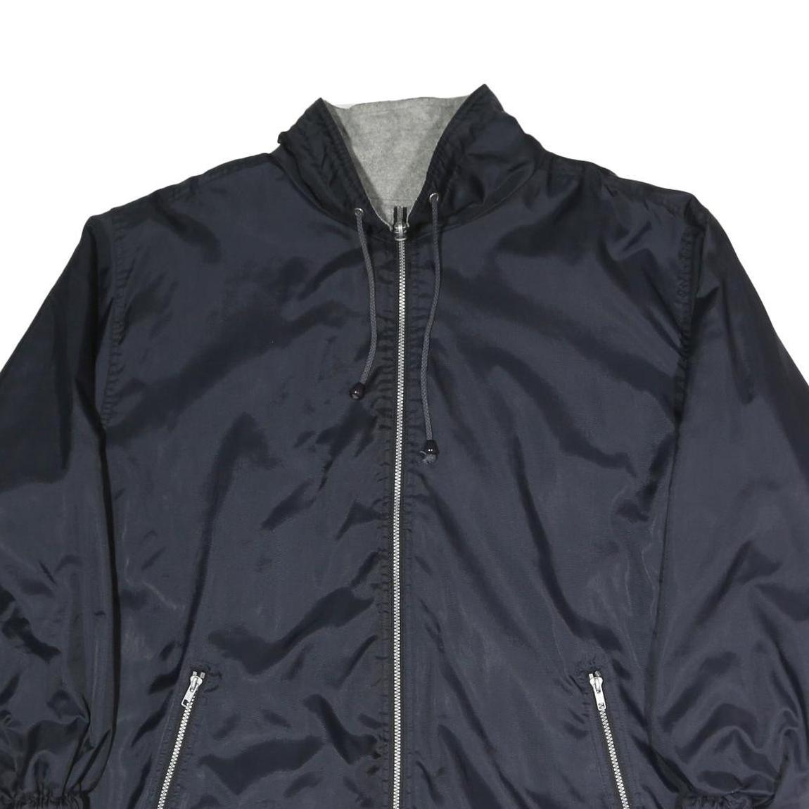 Mens Navy Blue Reversible Polyester Blend Zip Jacket XL Plain Outdoor Casual