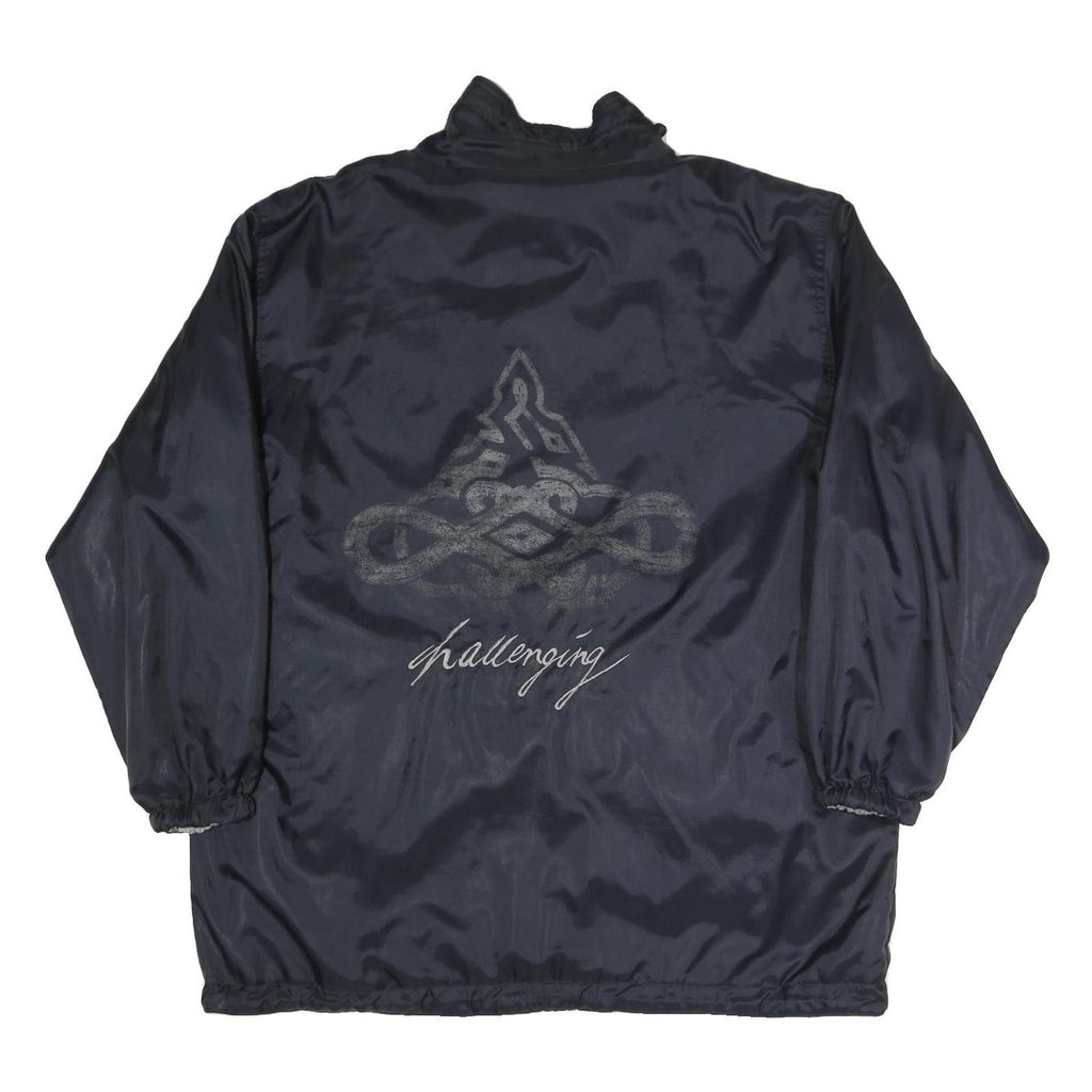 Mens Navy Blue Reversible Polyester Blend Zip Jacket XL Plain Outdoor Casual