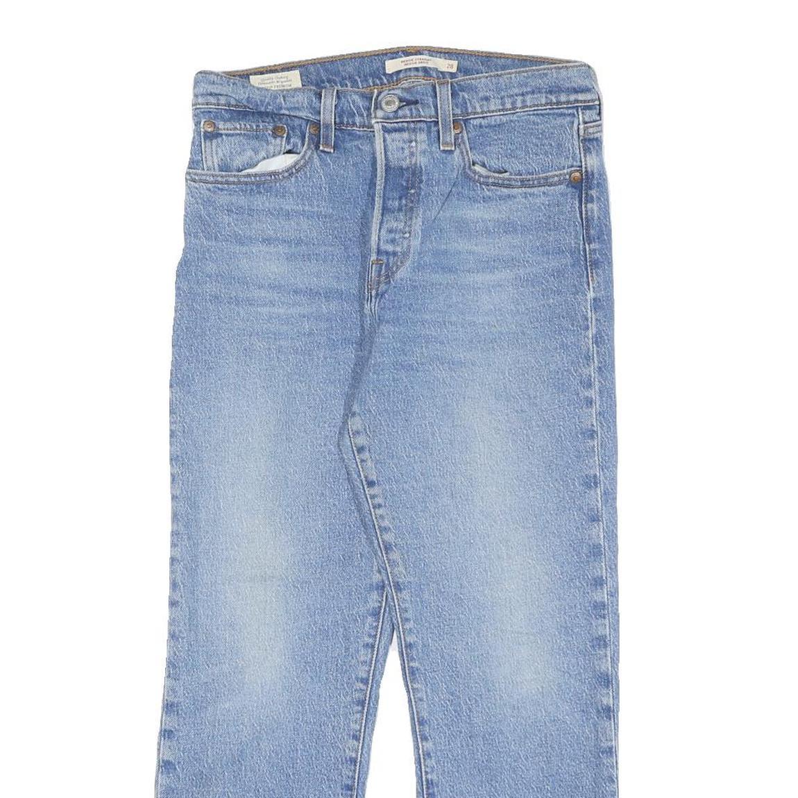 LEVI'S Womens Regular Fit Light Blue Denim Jeans W28 L25 Drawstring Casual