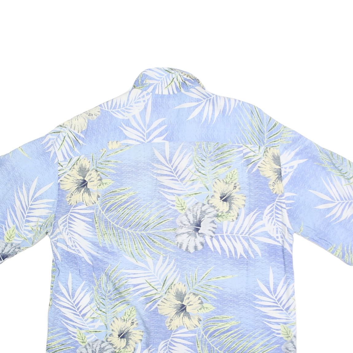 S&D BAHAMAS Mens Blue & Green Floral Cotton Blend Hawaiian Shirt M Casual Summer