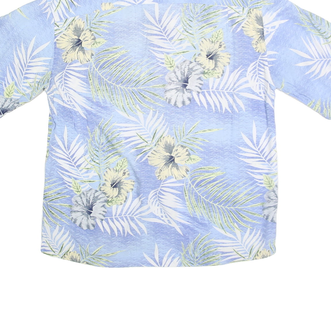 S&D BAHAMAS Mens Blue & Green Floral Cotton Blend Hawaiian Shirt M Casual Summer