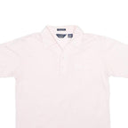 MANHATTAN Mens White Cotton Blend Short Sleeve Polo Shirt L Pocket Plain Casual