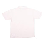 MANHATTAN Mens White Cotton Blend Short Sleeve Polo Shirt L Pocket Plain Casual