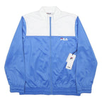 FILA Mens Blue & White Plain Zip Jacket L Polyester Sportswear Training Top
