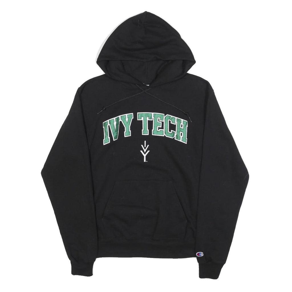 CHAMPION Mens Black Ivy Tech Pullover Hoodie S Cotton Blend Casual Sweatshirt