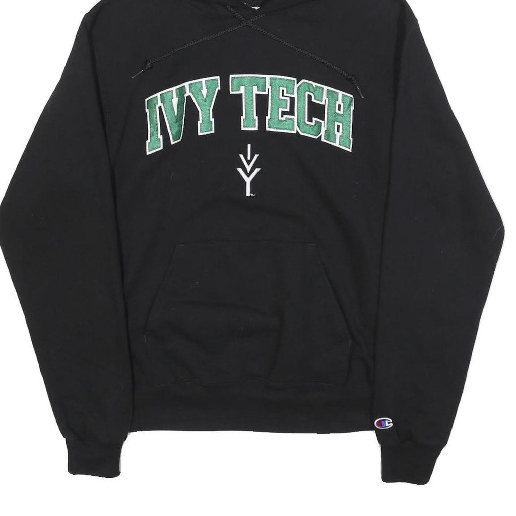 CHAMPION Mens Black Ivy Tech Pullover Hoodie S Cotton Blend Casual Sweatshirt