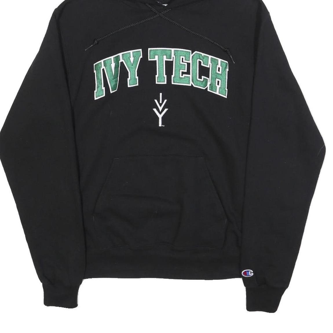 CHAMPION Mens Black Ivy Tech Pullover Hoodie S Cotton Blend Casual Sweatshirt