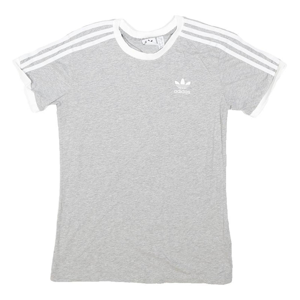 ADIDAS ORIGINALS Womens Grey & White Graphic T-Shirt UK 10 Short Sleeve Crew