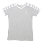 ADIDAS ORIGINALS Womens Grey & White Graphic T-Shirt UK 10 Short Sleeve Crew