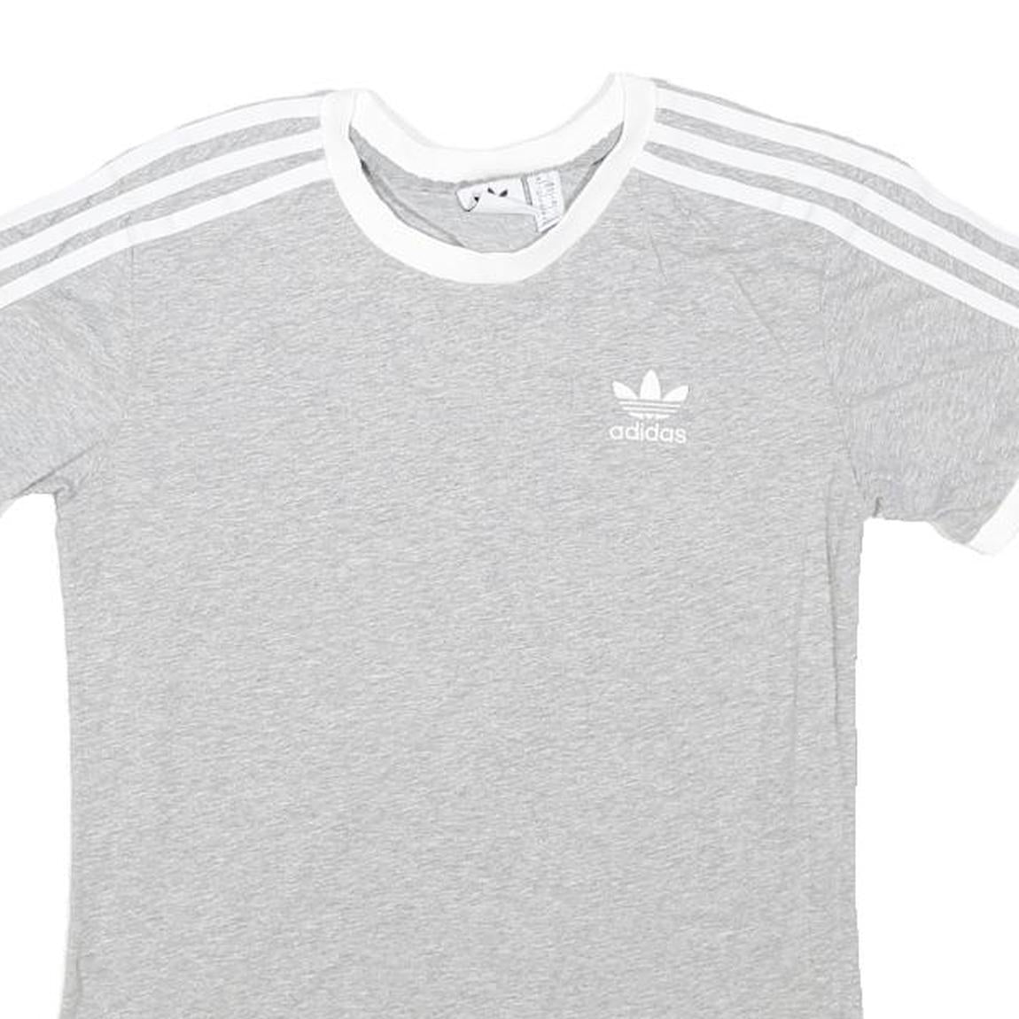 ADIDAS ORIGINALS Womens Grey & White Graphic T-Shirt UK 10 Short Sleeve Crew