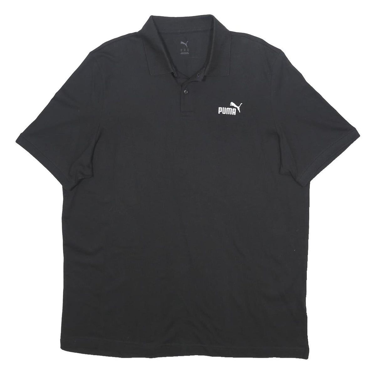 PUMA Mens Black Short Sleeve Plain XL Polo Shirt Cotton Blend Casual Sportswear