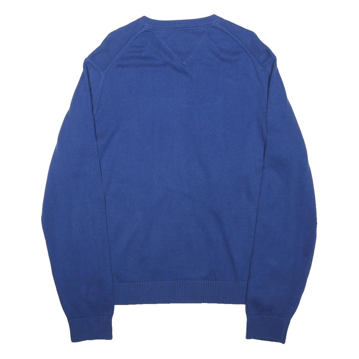 TOMMY HILFIGER Mens Blue Patterned Jumper V-Neck Basic Knit L Classic Cotton