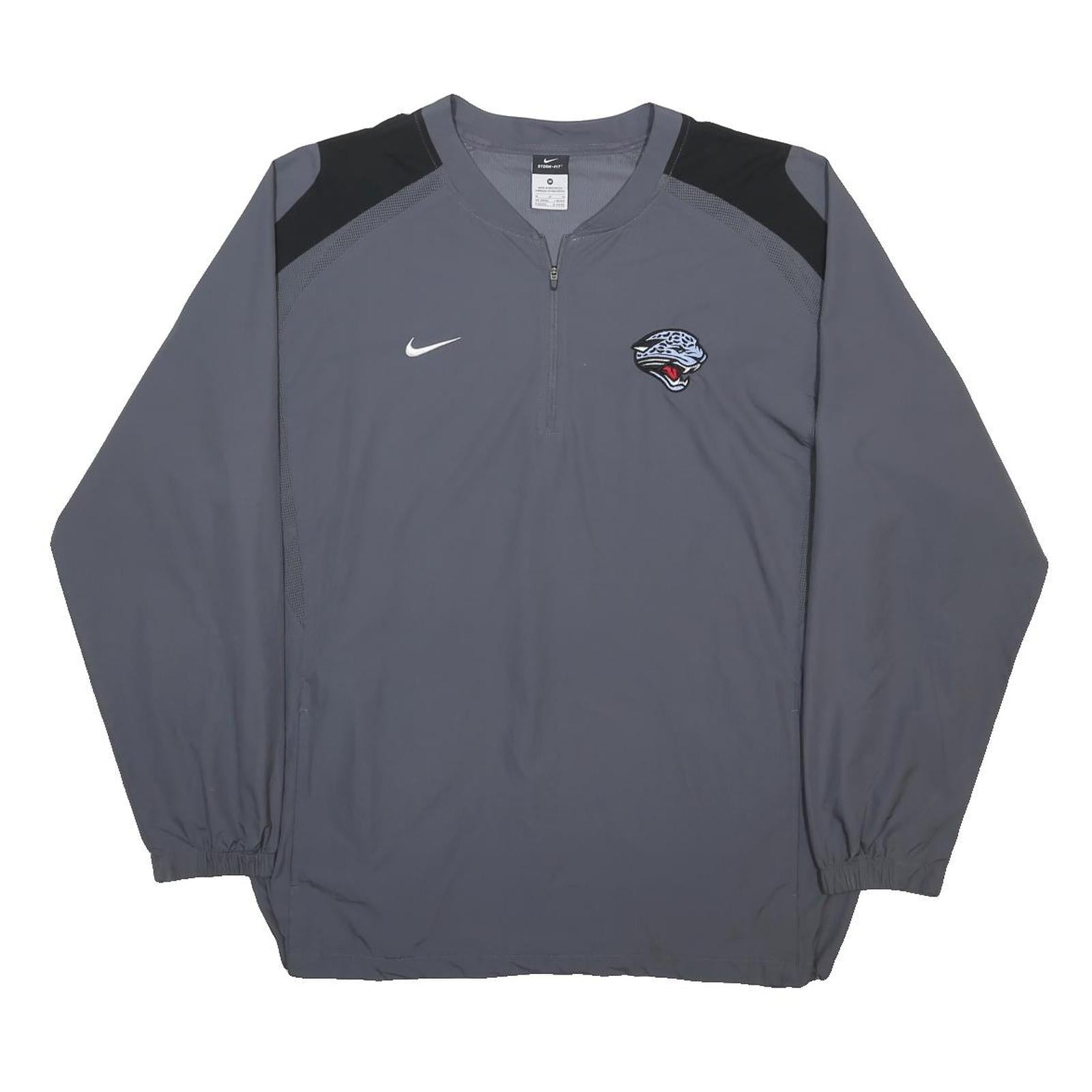 NIKE Mens Grey & Black Sports Jaguar Logo Crew Neck Sweatshirt M Polyester