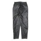 Womens Black Leather Regular Fit Trousers W28 L30 Zip Closure Stylish Pocketed