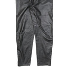 Womens Black Leather Regular Fit Trousers W28 L30 Zip Closure Stylish Pocketed