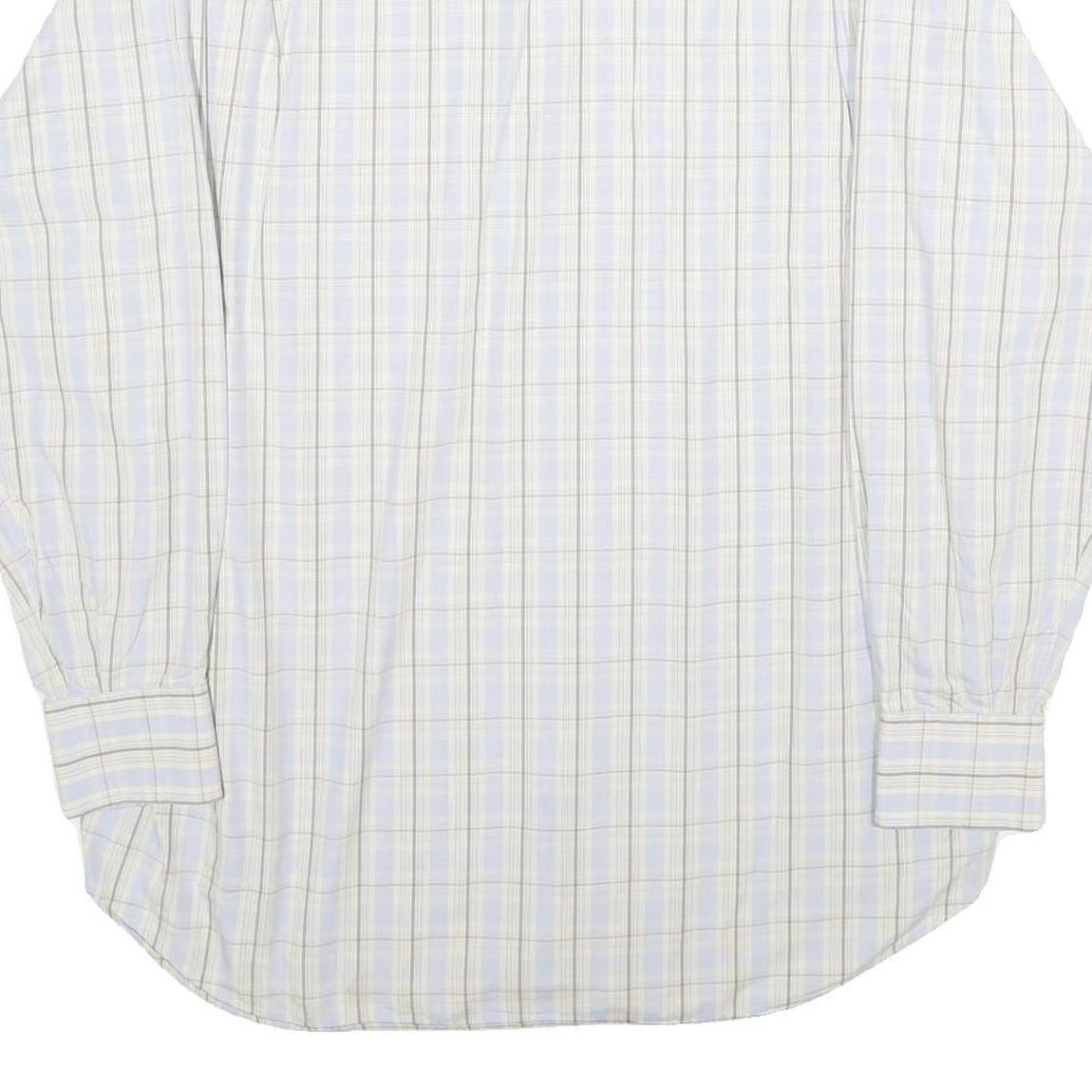 NAUTICA Mens White & Light Blue Check Shirt 2XL Cotton Long Sleeve Casual Formal