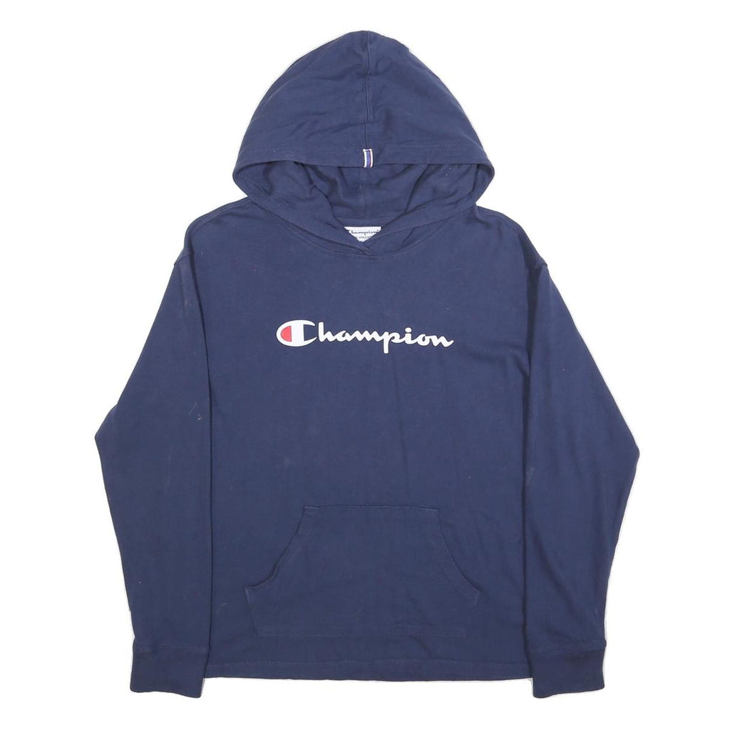 CHAMPION Mens Navy Hoodie S Cotton Blend Pullover Casual Sportswear
