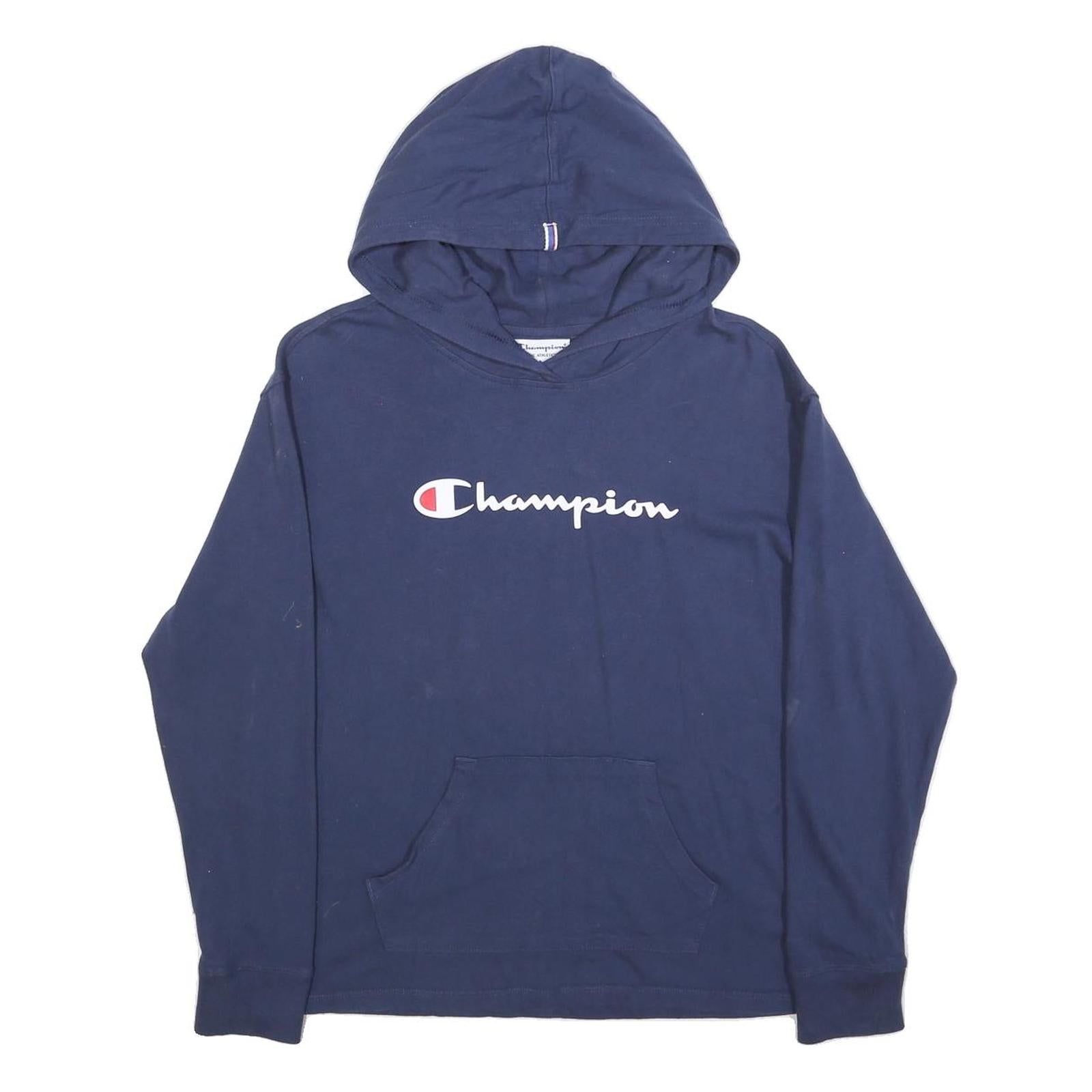 CHAMPION Mens Navy Hoodie S Cotton Blend Pullover Casual Sportswear