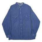 VAN HEUSEN Mens Blue Striped Shirt L Button-Down Long Sleeve Casual Acrylic