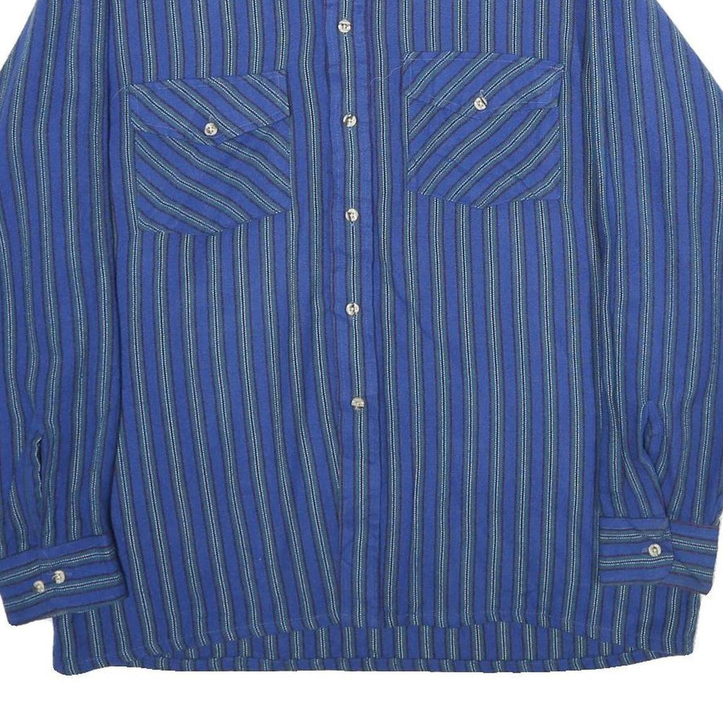 VAN HEUSEN Mens Blue Striped Shirt L Button-Down Long Sleeve Casual Acrylic