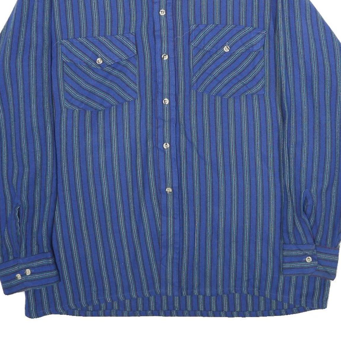 VAN HEUSEN Mens Blue Striped Shirt L Button-Down Long Sleeve Casual Acrylic