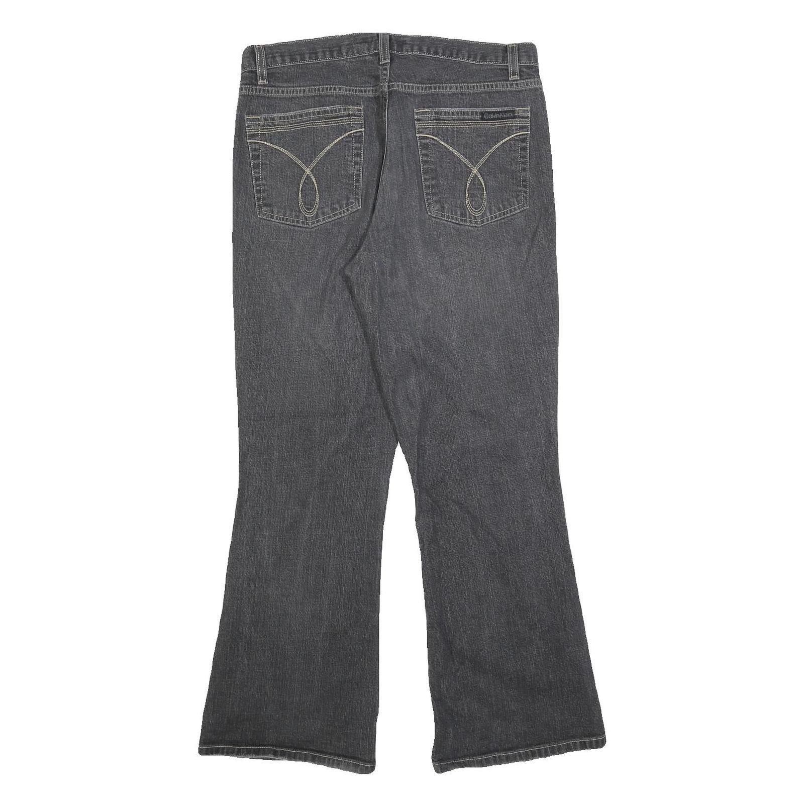 CALVIN KLEIN JEANS Womens Grey Regular Flared Denim Raw W32 L30 Stylish Detail