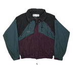 COLUMBIA Mens Black Teal & Burgundy Outdoor Jacket L Synthetic Colourblock Zip