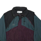 COLUMBIA Mens Black Teal & Burgundy Outdoor Jacket L Synthetic Colourblock Zip