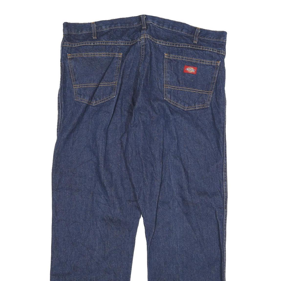 DICKIES Mens Jeans Blue Regular Straight Denim Medium W40 L30 Workwear Zip