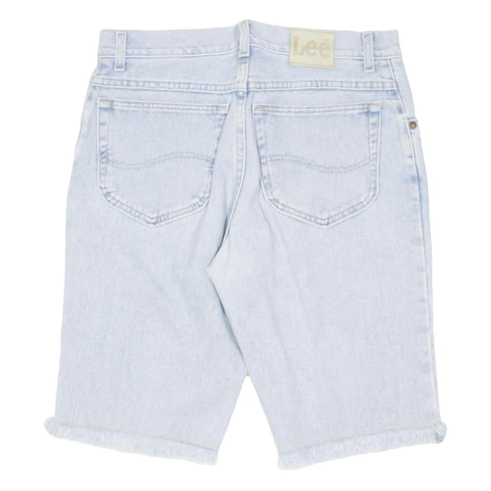LEE Mens Shorts Blue Denim Casual M W34 Frayed Hem Cotton