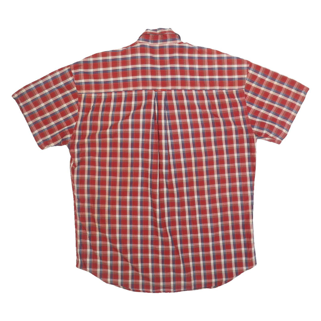 CHAPS RALPH LAUREN Mens Red Blue Beige Check Shirt L Casual Summer Cotton Short